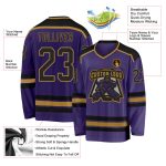 Purple Gold Custom Hockey Jersey - Black Design, Personalized Sports Gear Custom Purple Black-Old Gold Hockey Jersey - Image 3