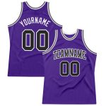 Custom Basketball Jersey Throwback Style 5210 - Purple Black White Authentic Design Custom Purple Black-White Authentic Throwback