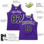 Custom Basketball Jersey Throwback Style 5210 - Purple Black White Authentic Design Custom Purple Black-White Authentic Throwback - Image 2