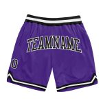 Custom Purple Black White Basketball Shorts - Authentic Throwback Style Custom Purple Black-White Authentic Throwback Basketball