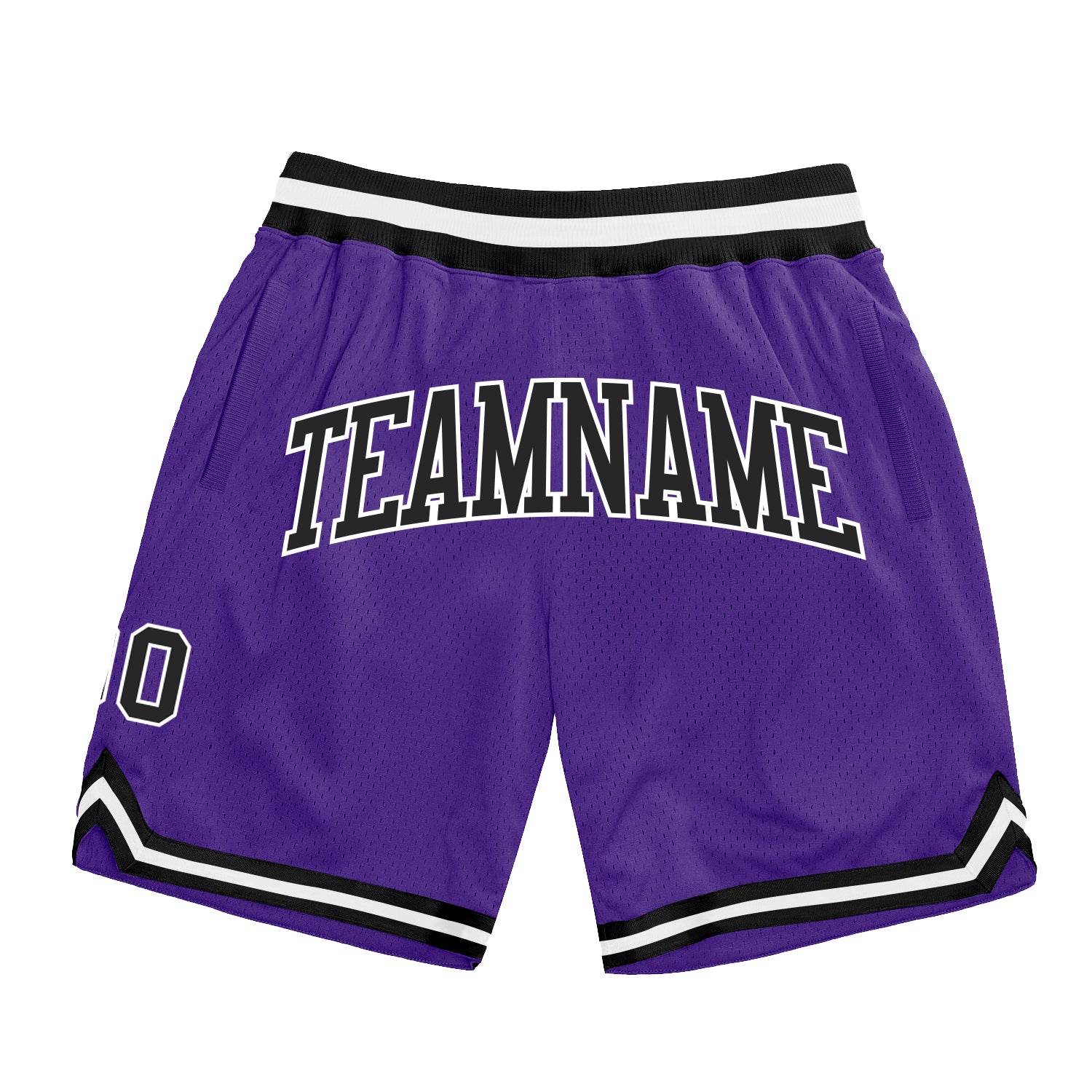 Custom Purple Black White Basketball Shorts - Authentic Throwback Style Custom Purple Black-White Authentic Throwback Basketball