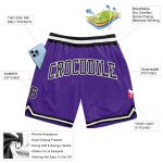 Custom Purple Black White Basketball Shorts - Authentic Throwback Style Custom Purple Black-White Authentic Throwback Basketball - Image 2