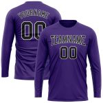 Custom Long Sleeve Performance T-Shirt in Purple Black White Custom Purple Black-White Long Sleeve Performance T-Shirt - Image 2