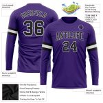 Custom Long Sleeve Performance T-Shirt in Purple Black White Custom Purple Black-White Long Sleeve Performance T-Shirt - Image 3