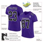 Authentic Custom Purple Black White Mesh Football Jersey for Men and Women Custom Purple Black-White Mesh Authentic Football - Image 2