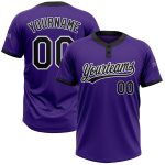 Custom Unisex Softball Jersey - Purple and Black Two-Button Design Custom Purple Black-White Two-Button Unisex Softball Jersey