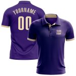 Custom Purple Cream Golf Polo Shirt for Performance Wear Custom Purple Cream Performance Golf Polo Shirt
