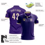 Custom Purple Cream Golf Polo Shirt for Performance Wear Custom Purple Cream Performance Golf Polo Shirt - Image 3