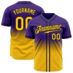Custom Purple Gold Black Fade Baseball Jersey - Authentic Fashion Style Custom Purple Gold-Black Authentic Fade Fashion Baseball