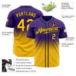 Custom Purple Gold Black Fade Baseball Jersey - Authentic Fashion Style Custom Purple Gold-Black Authentic Fade Fashion Baseball - Image 2