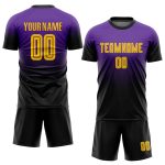 Custom Purple Gold Black Fade Soccer Uniform Jersey - Fashion Design Custom Purple Gold-Black Sublimation Fade Fashion Soccer - Image 2