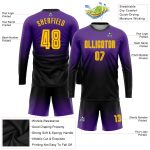Custom Purple Gold-Black Soccer Jersey Long Sleeve Fade Fashion Uniform Custom Purple Gold-Black Sublimation Long Sleeve - Image 3