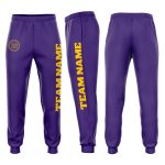 Custom Purple Gold Joggers Fleece Sweatpants for Men and Women, Comfortable Athletic Wear Custom Purple Gold Fleece Jogger