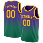 Custom Fade Basketball Jersey in Purple, Gold, and Kelly Green - Authentic Fashion Design Custom Purple Gold-Kelly Green