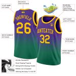 Custom Fade Basketball Jersey in Purple, Gold, and Kelly Green - Authentic Fashion Design Custom Purple Gold-Kelly Green - Image 2