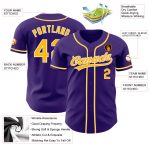 Custom Purple Gold White Baseball Jersey - Authentic Sports Apparel Custom Purple Gold-White Authentic Baseball Jersey - Image 3