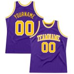 Purple Gold White Custom Basketball Jersey - Authentic Throwback Style Custom Purple Gold-White Authentic Throwback Basketball