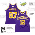 Purple Gold White Custom Basketball Jersey - Authentic Throwback Style Custom Purple Gold-White Authentic Throwback Basketball - Image 2