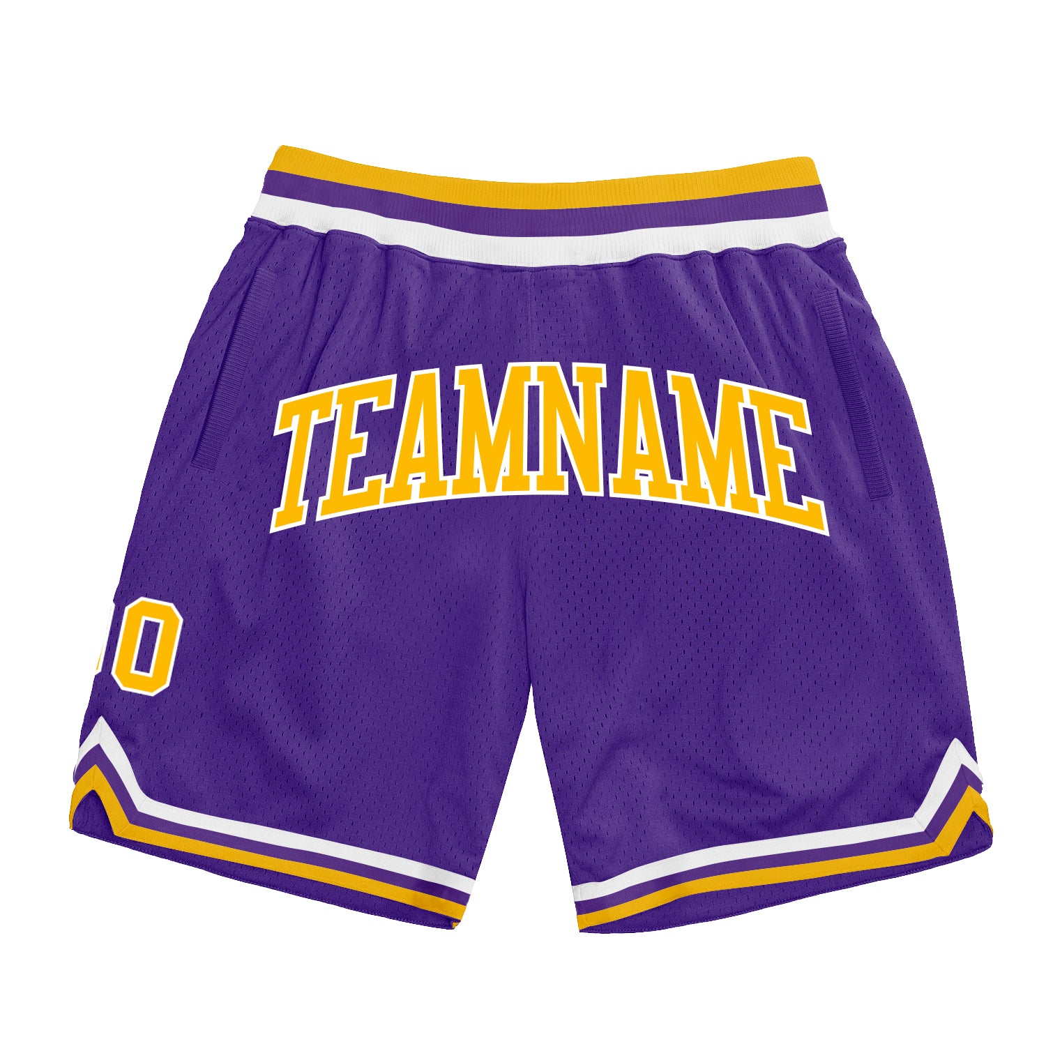 Custom Purple Gold White Basketball Shorts Authentic Throwback Style Custom Purple Gold-White Authentic Throwback Basketball