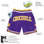 Custom Purple Gold White Basketball Shorts Authentic Throwback Style Custom Purple Gold-White Authentic Throwback Basketball - Image 2