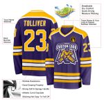 Purple Gold White Custom Hockey Jersey - Personalized Team Apparel Custom Purple Gold-White Hockey Jersey - Image 3