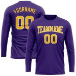 Custom Purple Gold-White Long Sleeve Performance T-Shirt for Men and Women Custom Purple Gold-White Long Sleeve Performance - Image 2
