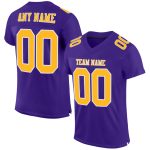 Custom Purple Gold-White Authentic Football Jersey - Premium Mesh Design Custom Purple Gold-White Mesh Authentic Football