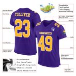 Custom Purple Gold-White Authentic Football Jersey - Premium Mesh Design Custom Purple Gold-White Mesh Authentic Football - Image 2
