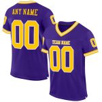 Custom Purple Gold-White Authentic Throwback Football Jersey for Men, Personalized Team Spirit Apparel Custom Purple Gold-White