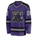Personalized Purple Gray Black White Hockey Jersey Custom Design Custom Purple Gray Black-White Hockey Jersey - Image 2