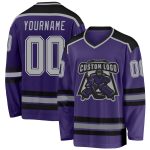 Personalized Purple Gray Black White Hockey Jersey Custom Design Custom Purple Gray Black-White Hockey Jersey