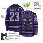 Personalized Purple Gray Black White Hockey Jersey Custom Design Custom Purple Gray Black-White Hockey Jersey - Image 3