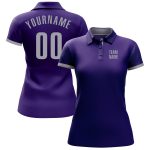 Custom Purple Gray Performance Golf Polo Shirt for Men - Breathable, Moisture-Wicking Fabric Custom Purple Gray Performance - Image 2