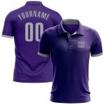 Custom Purple Gray Performance Golf Polo Shirt for Men - Breathable, Moisture-Wicking Fabric Custom Purple Gray Performance