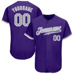 Custom Purple Gray White Authentic Baseball Jersey for Men and Women Custom Purple Gray-White Authentic Baseball Jersey
