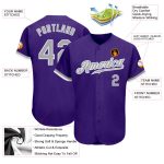 Custom Purple Gray White Authentic Baseball Jersey for Men and Women Custom Purple Gray-White Authentic Baseball Jersey - Image 3