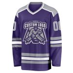 Purple Gray White Custom Hockey Jersey - Personalized Sports Apparel Custom Purple Gray-White Hockey Jersey - Image 2