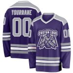 Purple Gray White Custom Hockey Jersey - Personalized Sports Apparel Custom Purple Gray-White Hockey Jersey