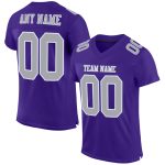 Custom Purple Gray White Football Jersey - Authentic Mesh Sports Apparel Custom Purple Gray-White Mesh Authentic Football