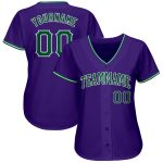 Custom Baseball Jersey - Authentic Purple and Kelly Green-White Design Custom Purple Kelly Green-White Authentic Baseball - Image 2
