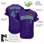 Custom Baseball Jersey - Authentic Purple and Kelly Green-White Design Custom Purple Kelly Green-White Authentic Baseball - Image 3