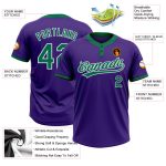 Custom Purple Kelly Green White Softball Jersey Unisex Two-Button Design Custom Purple Kelly Green-White Two-Button Unisex - Image 3