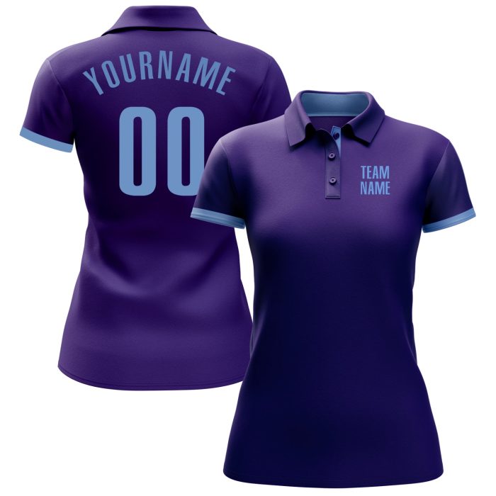 Custom Performance Golf Polo Shirt in Purple and Light Blue for Men Custom Purple Light Blue Performance Golf Polo Shirt - Image 2