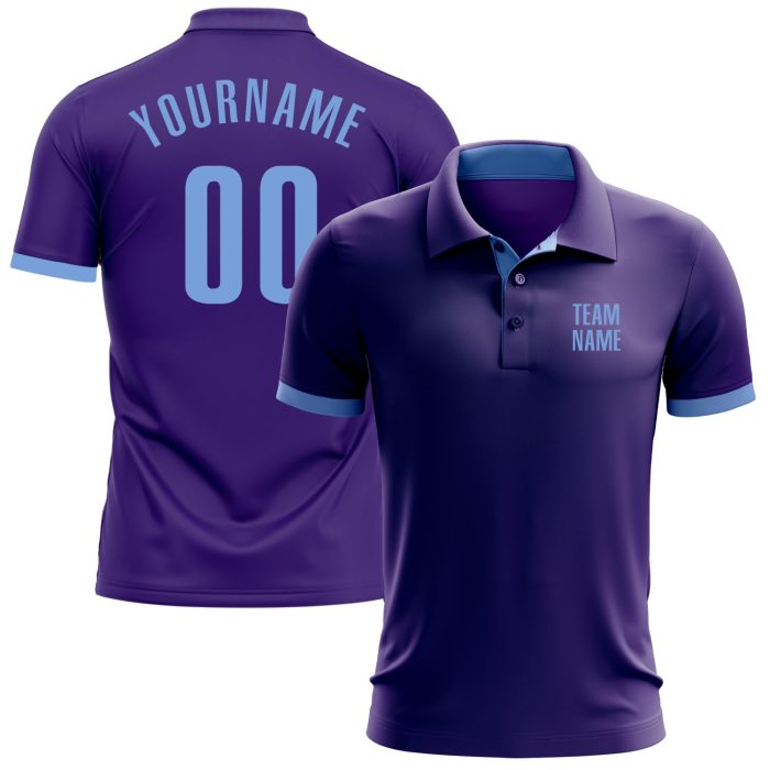 Custom Performance Golf Polo Shirt in Purple and Light Blue for Men Custom Purple Light Blue Performance Golf Polo Shirt - Image 1