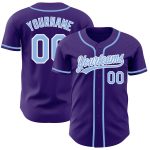 Custom Purple Light Blue White Baseball Jersey - Authentic Sports Jersey Custom Purple Light Blue-White Authentic Baseball