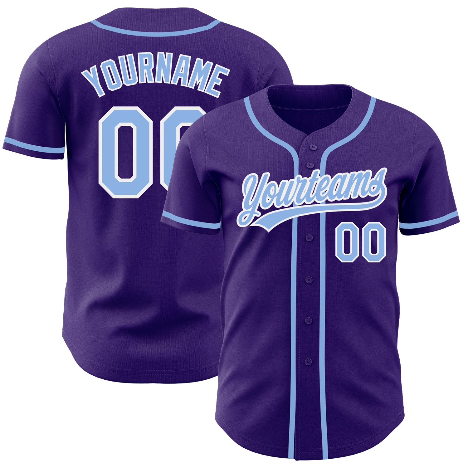 Custom Purple Light Blue White Baseball Jersey - Authentic Sports Jersey Custom Purple Light Blue-White Authentic Baseball