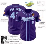 Custom Purple Light Blue White Baseball Jersey - Authentic Sports Jersey Custom Purple Light Blue-White Authentic Baseball - Image 3