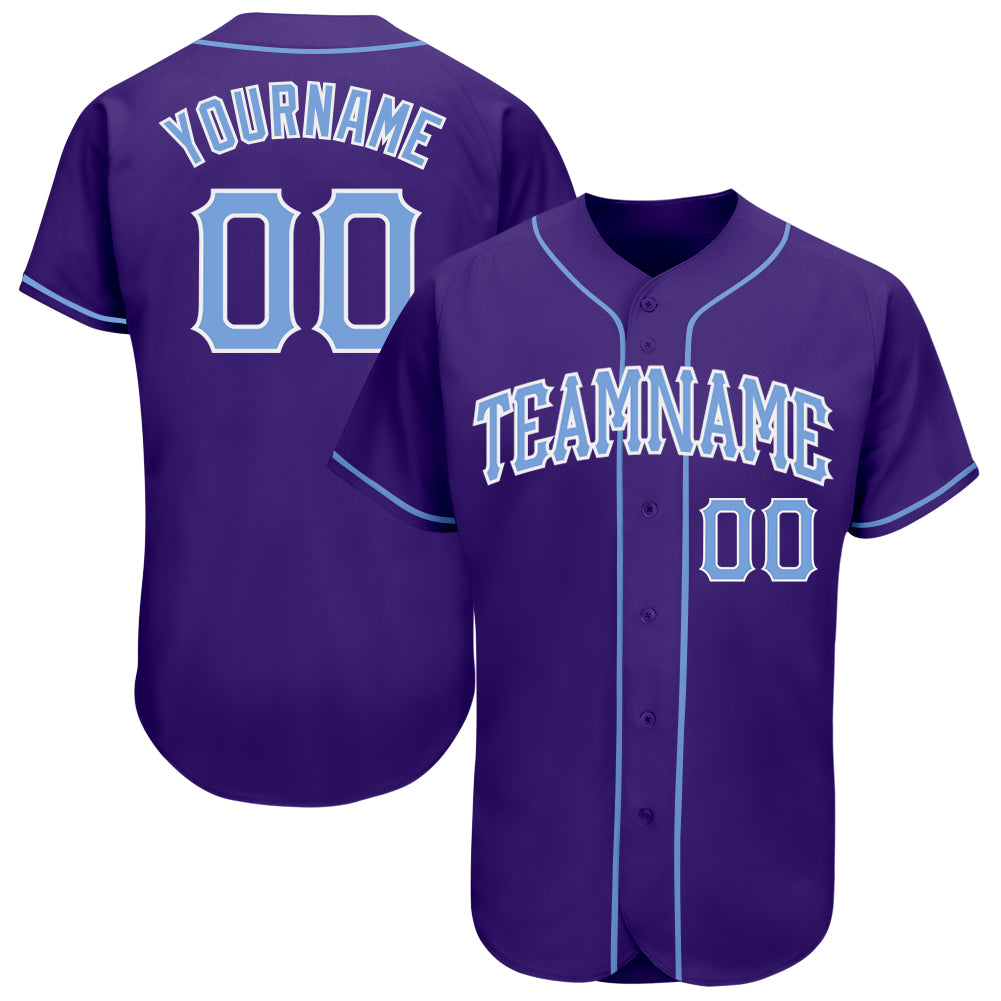 Custom Purple Light Blue-White Authentic Baseball Jersey Style 5440 Custom Authentic Baseball Jersey in Purple and Light Blue-White Style 5440 Custom Purple Light Blue-White Authentic Baseball - Image 1