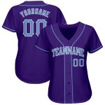 Custom Authentic Baseball Jersey in Purple and Light Blue-White Style 5440 Custom Purple Light Blue-White Authentic Baseball - Image 2