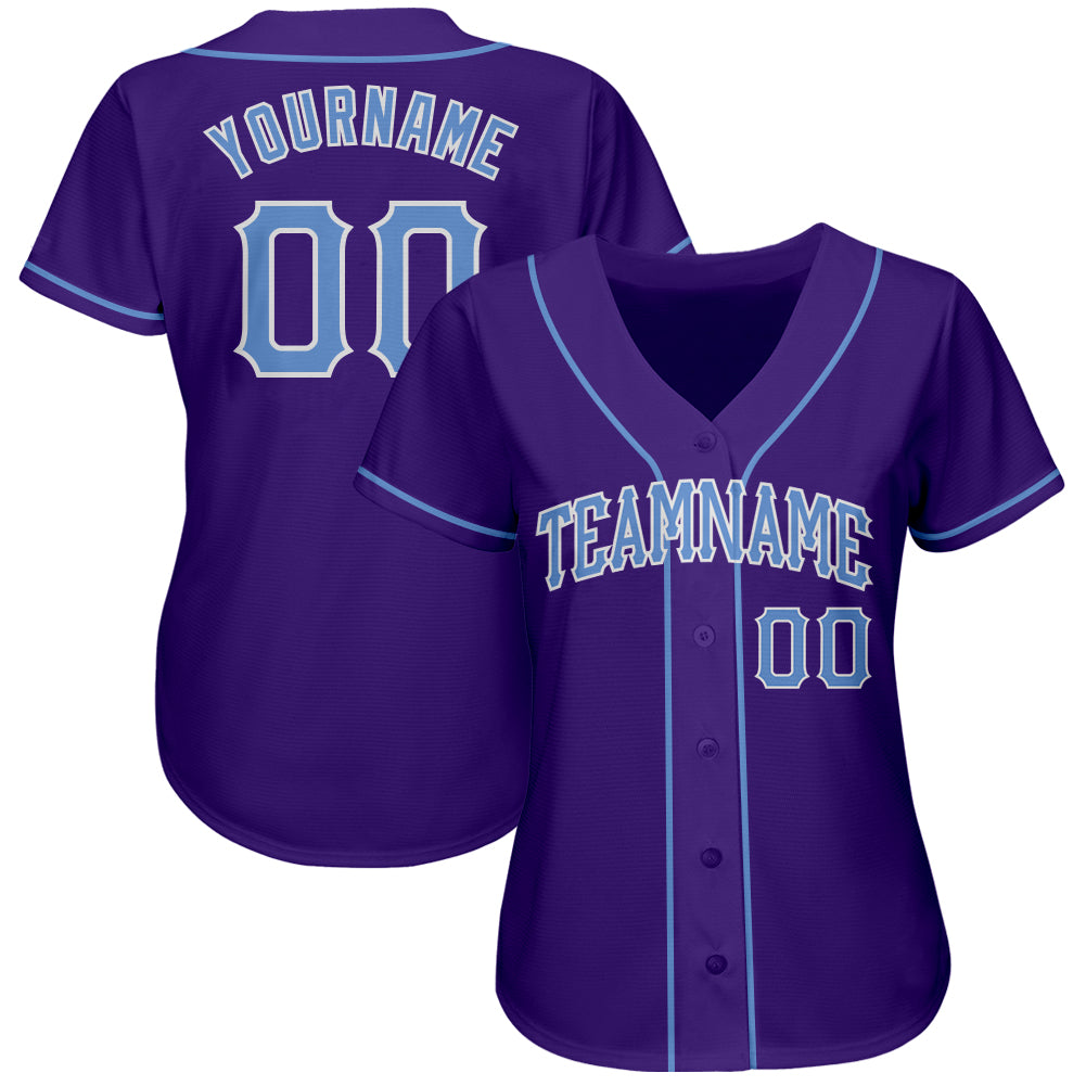 Custom Purple Light Blue-White Authentic Baseball Jersey Style 5440 Custom Authentic Baseball Jersey in Purple and Light Blue-White Style 5440 Custom Purple Light Blue-White Authentic Baseball - Image 2